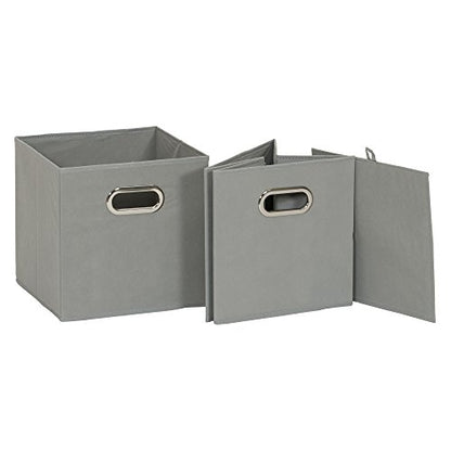 Household Essentials Fabric Storage Bins 6 Piece Set, Strong Poly-Woven Fabric, Sturdy Chipboard Sides, Grommet Front Handle, Stackable and Foldable, Classic Design, Dove Gray - color: Gray, size: 11” L x 11” W x 11” H
