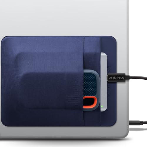 2-Pocket Adhesive Hard Drive Holder for Laptop, Stick-On Pocket Pouch for External Portable SSD, HDD, Slim Mouse and Cables (Large - Fits SSD & 2.5" Drives) - color: Blue, size: Large