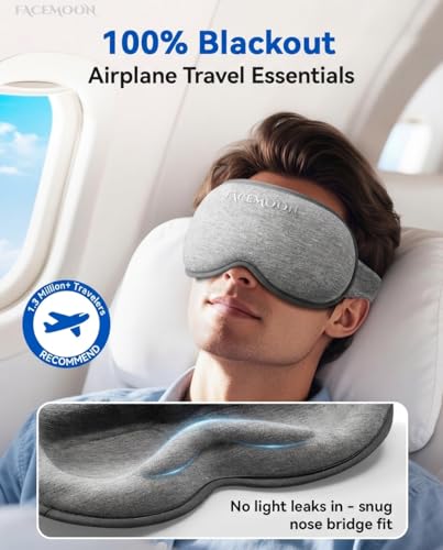 Weighted Eye Mask for Sleeping - 3D Blackout Sleep Mask for Women Men, Zero Eye Pressure, Lash-Friendly, Adjustable Strap, Airplane Travel Essentials for Long Flight & Road Trip, Meditation Mask(Gray) - color: Grey