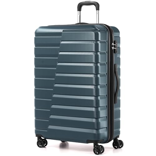 Coolife Expandable Large Checked Luggage with Spinner Wheels, Hard Shell Suitcase TSA Lock Rolling Travel Luggage 28-inch,Teal Blue - color: Teal blue, size: Large(28in)