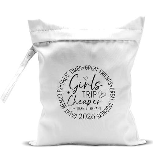 Girls Trip Gifts Wet Dry Bag, Beach Bag Wet Bag Favors, for Swimsuit Toiletry Travel Essentials For Women Aloha Bags, Beach Travel Gym Laundry bags for Dirty Diaper Swimsuit Gifts (White) - color: Girls Trip - White