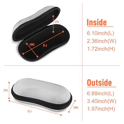 FINTIE Sunglasses Case, Hard EVA Shell Shockproof Sport Glasses Case with Metal Carabiner Travel Zipper Eyeglasses Holder - color: Grey