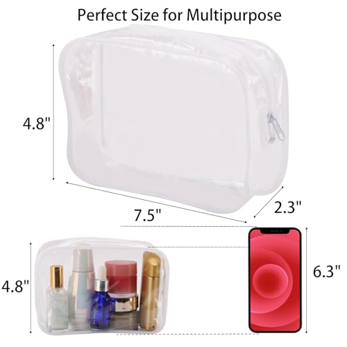 Tbestmax 10 Pcs Clear Cosmetic Bags Small Makeup Bags Portable Waterproof Travel Toiletry Bags Organizer White, 7.5"x 4.8"x 2.3" - color: Medium - White