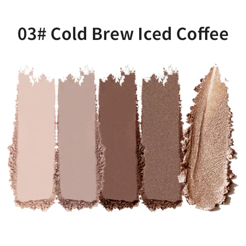 Neutral Nude Matte & Shimmer Eyeshadow Palette– Pink Cocoa Brown Champagne Gold Neutral-Warm Mattes Glitter Eye shadow Contour Makeup Palette for Mature Women, Blue Green Eyes, Daily Natural Makeup. - color: C03