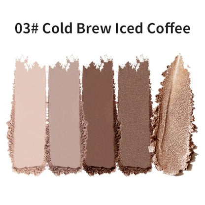 Neutral Nude Matte & Shimmer Eyeshadow Palette– Pink Cocoa Brown Champagne Gold Neutral-Warm Mattes Glitter Eye shadow Contour Makeup Palette for Mature Women, Blue Green Eyes, Daily Natural Makeup. - color: C03