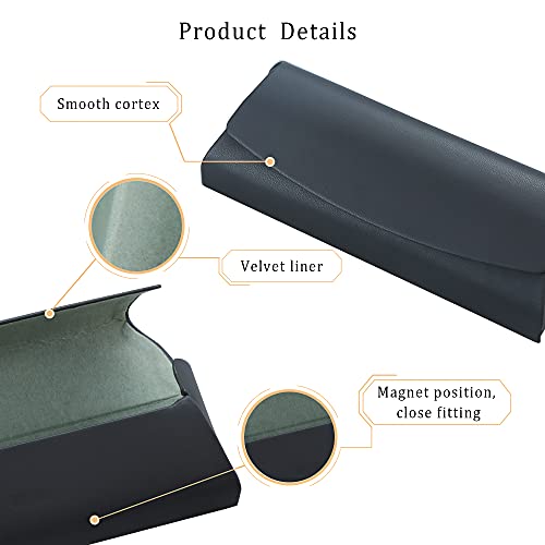 LifeArt Eyeglass Case Hard Shell, Portable Sunglass Case for Women and Men, fashionable PU Leather Eyeglass Case, Lightweight - color: 643(black)