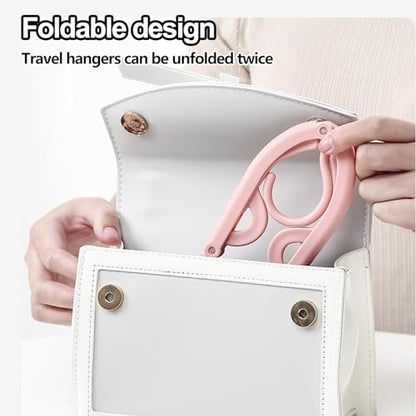 24PCS Travel Hangers,Portable Folding Clothes Hangers,Clothes Hangers with Clotheslines,Foldable Clothes Drying Rack for Travel,Plastic Foldable Non Slip Clothing Hangers