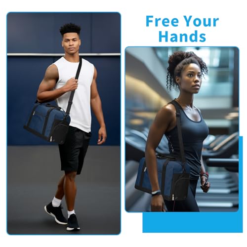 Apenze Small Gym Bag 14 inch lightweight Carry On Mini Duffel Bag with Shoe Compartment for Travel Sport - Navy Blue - color: Navy Blue