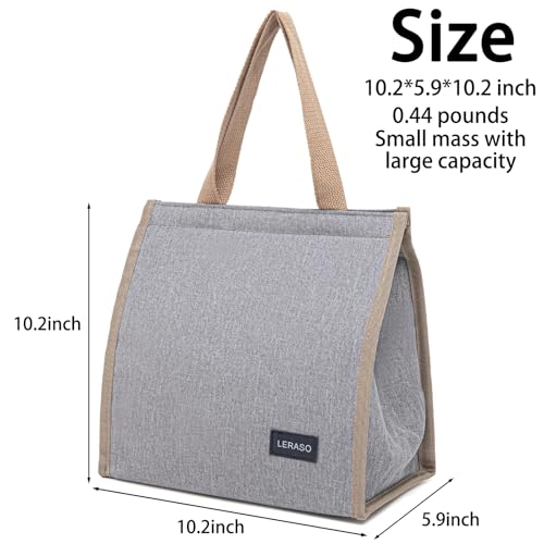 Insulated Lunch Bag for Work, 10.2"x5.9"x10.2" Oxford Waterproof Striped Canvas Tote Bag - color: Grey