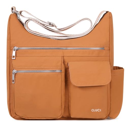 CLUCI Purses for Women, Anti Theft Crossbody Bags for Woman Travel, Water-Resistant Nylon Shoulder Handbags-Multiple Pockets - color: A4-brown