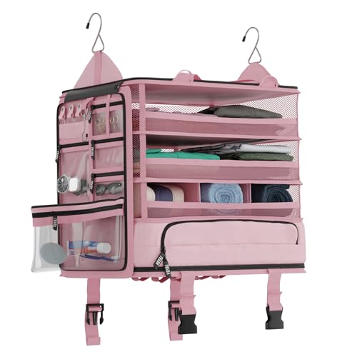 Voyaj Hanging Suitcase Organizer for Travel - Carry on Closet Suitcase, Hanging Luggage Organizers, Travel Organizer - Easily Fits Carry On Luggage for Wrinkle Free Packing - color: Pink
