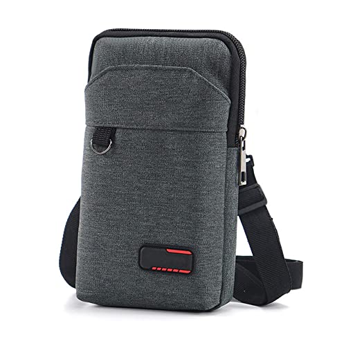 Travel Cell Phone Pouch Belt Pouch, Phone Holster Crossbody Bag with Shoulder Strap for iPhone Case Holder for Hand with Neck Lanyard Smartphone Walking Passport Wallet | with Shoulder Strap - color: Single Layer Dark Grey