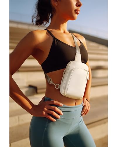 CHOLISS Small Crossbody Bags for Women and Men, Sling Bag for Women and Men Trendy, Fanny Packs Chest Bag with Extended Strap - color: Ivory