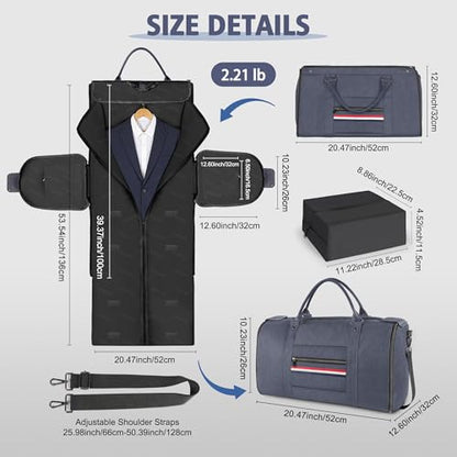 Geestock Garment Bags for Travel, Convertible Suit Travel Bag for Men & Women, Carry On Garment Bag with Shoe Pouch & Shoulder Strap, 2 in 1 Foldable Oxford Duffel Bags, Blue - color: Blue
