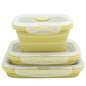 Collapsible Silicone Lunch Bento Box, Portable Food Storage Container Outdoor Picnic Box Space Saving, Microwave, Dishwasher and Freezer Safe, 3 Pcs Set (Green) - color: Green