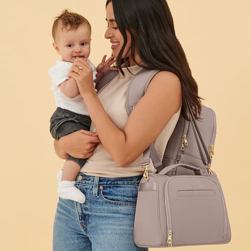 JuJuBe Insulated Bottle Bag, Breastmilk Cooler Bag Fits 3 Baby Bottles, Storage Tote for Nursing Mom, Daycare & Travel, Lunch Bag w/Handle & Shoulder Strap (Taupe) - color: Taupe
