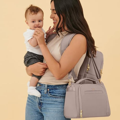 JuJuBe Insulated Bottle Bag, Breastmilk Cooler Bag Fits 3 Baby Bottles, Storage Tote for Nursing Mom, Daycare & Travel, Lunch Bag w/Handle & Shoulder Strap (Taupe) - color: Taupe