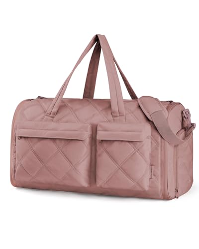 BAGSMART Garment Duffel Bag, Convertible 2-in-1 Puffy Water-Resistant Carry-On with Shoe Compartment (A-Dark Pink) - color: A-Dark Pink