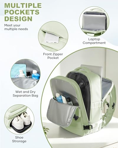 WONHOX Vacuum Travel Backpack Women,Carry On Backpack Flight Approved 18x14x8 inches Bag Spirit Airlines Personal ltem,College Sports Hiking Rucksack Laptop Blackpack mochila de viaje,MintGreen - color: A24-mintgreen（xx-large）