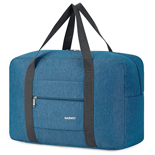 For Spirit Airlines Personal Item Bag Foldable Travel Duffel Bag Tote Carry on Luggage Duffle Overnight for Women and Men - color: 1112-Thick Series Navy Blue