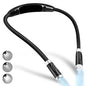 Vekkia Rechargeable LED Neck Reading Light, Book Lights for Reading in Bed, 3 Brightness Levels, Flexible Soft Silicone Arms Comfortable Wear, Long Lasting. Great for Readers, Craft & Knitting,Black - color: Black1