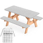 3 Pcs Set Fitted Picnic Table Cover with Bench Covers Vinyl Camping Table Cloth Flannel Backing Picnic Table Cloth for 6ft Tables Camping Outdoor (Gray Checked, 30 x 72 Inches) - color: Gray and White Plaid