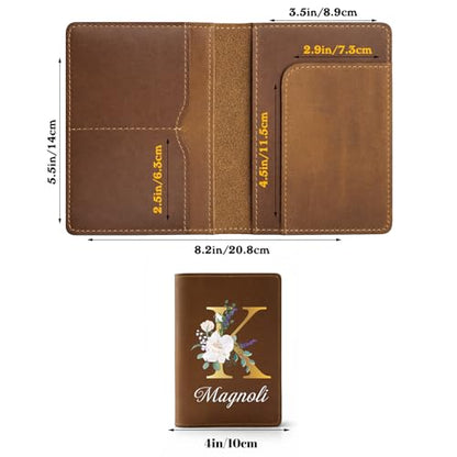 Personalized Passport Holder Custom PU Leather Passport Covers for Travel Customized Passport Wallet Engraved Name Travel Wallet Essentials Vacation for Women Men Family, BirthFlower - style: Style3 - Carved Floral