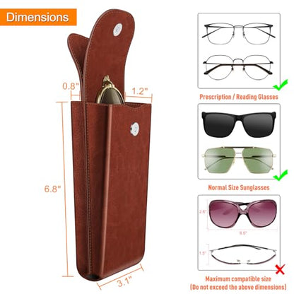 FINTIE Double Glasses Case with Carabiner Hook, Portable Vegan Leather Eyeglass Case Anti-scratch Sunglasses Pouch - color: Brown
