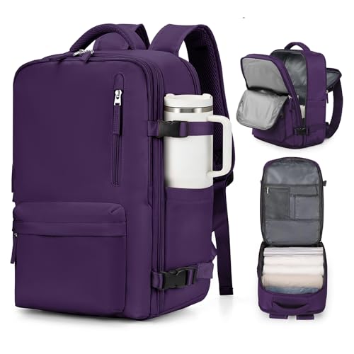 VGCUB Carry on Travel Backpack for Women Men Large Laptop Gym Work Frontier Airlines Personal Item Bag Business Airport Lightweight Backpack Flight Approved Mochilas de Viaje, Dark Purple - color: Dark Purple, style: Large