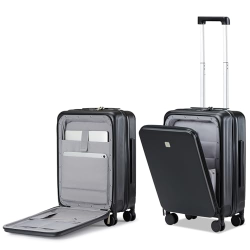 Hanke Grace Suitcases with Wheels Hardshell Carry On Luggage Airline Approved,20 Inch Travel Suitcase Lightweight Tsa Luggage for 2-3 days Short Business Trips,Jet Black,20 Inch Top Opening - color: Jet Black, size: 20 Inch Top Opening