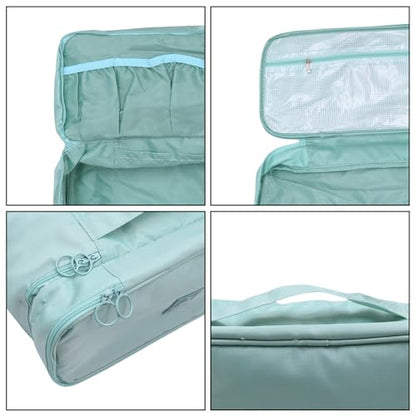 Portable Underwear Bra Storage Bag Waterproof Travel Organizers Multi-Layer Toiletry Packing Cube - color: Stripe-light blue