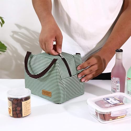2PCS Lunch Bags Reusable Lunch Tote Bags Portable Lunch Cooler Bag Lunch Holder Insulated Lunch Box Bag for Picnic Office Beach (Green+Red) - color: Green+Red