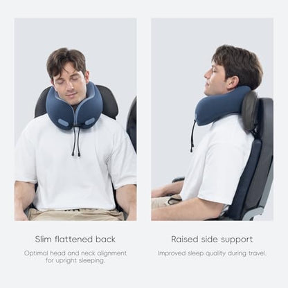 urnexttour Neck Pillow for Travel Memory Foam Design Models Pillows with Zero Eye Pressure 3D Eye Mask and Compact Bag Traveling Essentials Plane Car Flight Rest Sleeping Use Adult, Blue - color: Blue
