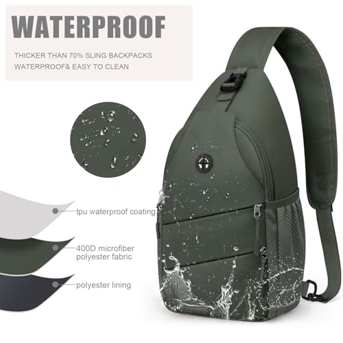 Pritent Crossbody Bags for Women Men Trendy Sling Bag Backpack Casual Chest Bag with Convertible Shoulder Strap - color: Green, size: Medium