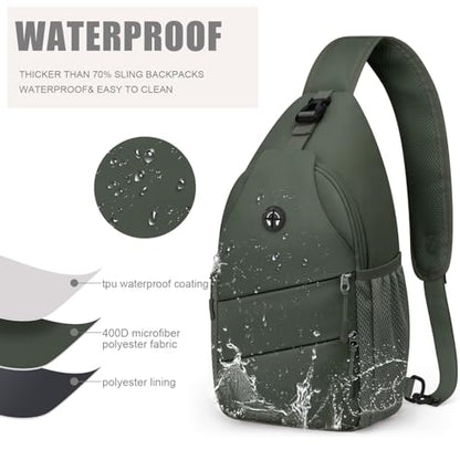 Pritent Crossbody Bags for Women Men Trendy Sling Bag Backpack Casual Chest Bag with Convertible Shoulder Strap - color: Green, size: Medium
