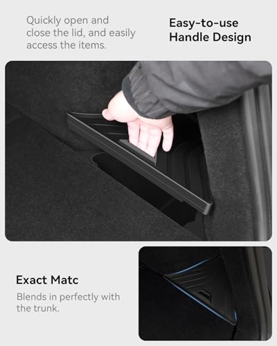 for Tesla Model Y Juniper Accessories (2025-2026) Trunk Storage Bins,Rear Trunk Organizer TPE Waterproof Trunk Storage Bins Side Box with Lids for Tesla Interior Accessories - style: New Model Y Juniper