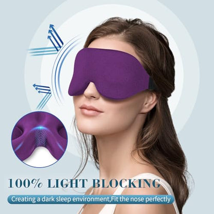 ZGGCD Sleep Mask for Side Sleeper, Light Blocking Sleeping Eye Mask for Women Men, 3D Contoured Cup Night Blindfold, Luxury Eye Cover Eyeshade with Adjustable Strap for Travel, Nap, Purple - color: Purple