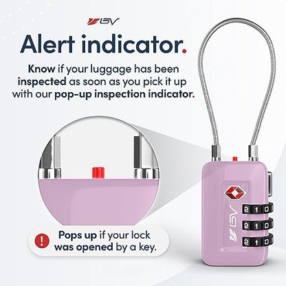 TSA Accepted Luggage Travel Lock, Set-Your-Own Combination Lock for School Gym Locker, Luggage Suitcase Baggage Locks, Filing Cabinets, Toolbox, Case (Purple, 1 Pack) - color: Purple, size: 1 Pack