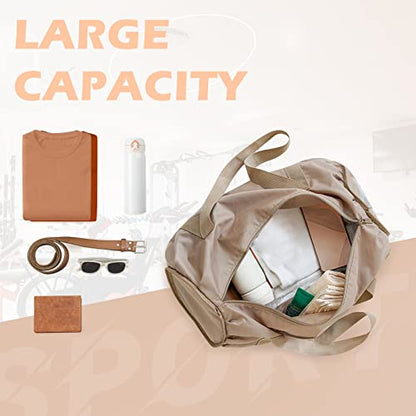Foldable Sports Gym Bag with Wet Dry Pocket, Ultralight Travel Bag, Large Capacity Duffel Bag, Overnight Bag, Beach (brown) - color: Brown