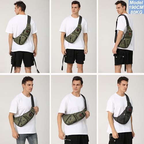 NICGID Sling Bag Chest Shoulder Backpack Crossbody Bags Casual Daypack for Men Women (Army green-2620N) - color: Army Green-2620n