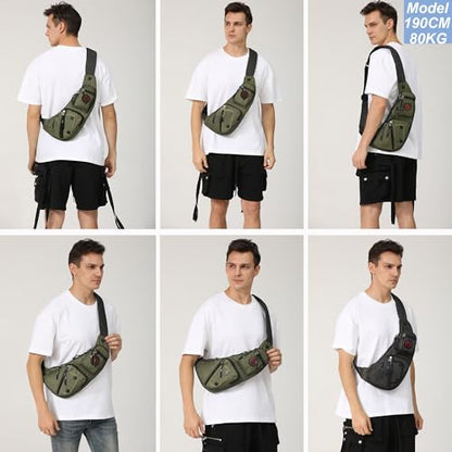 NICGID Sling Bag Chest Shoulder Backpack Crossbody Bags Casual Daypack for Men Women (Army green-2620N) - color: Army Green-2620n