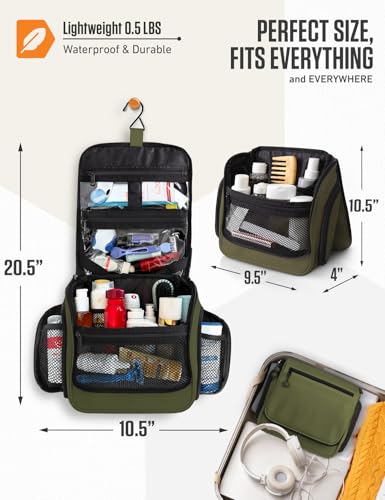 VENTURE 4TH Hanging Travel Toiletry Bag for Women & Men – Large Toiletry Organizer with 18 Compartments, Removable TSA Pouch, Travel Wash Bag for Toiletries, Makeup & Shaving Kit (Dark Green) - color: Dark Green