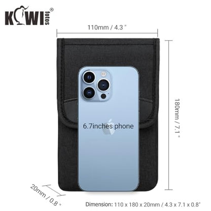 KIWIFOTOS Travel Cell Phone Pouch Crossbody Bag with Shoulder Strap for iPhone 17 16 15 14 Pro Max S26 S25 Ultar Neck Holder Smartphone Belt Holster Carrying Case - color: Black, Single Layer