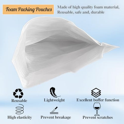 50pcs Packing Supplies for Moving, 15.7x15.7Inch Moving Supplies Cushioning Packaging Foam Pouches with 50 Fragile Stickers, Packing Materials for Moving, Packaging, Storage - size: 50 pack (15.7 × 15.7 inches)