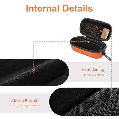Bukere Double Eyeglasses Case with Adjustable Slots, EVA Hard-shell Travel Dual Glasses Sunglasses Organizer for Men Women - color: Orange