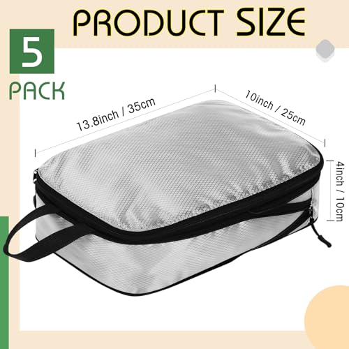 5 Pack Compression Packing Cubes for Travel Space Saving Cubes Luggage Organizer for Suitcase(Gray,M)