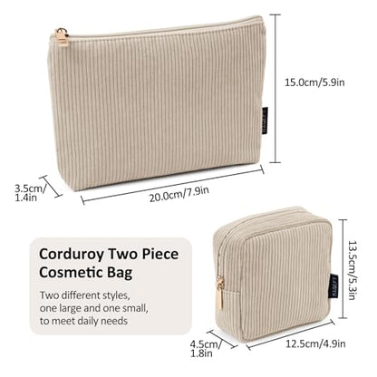 MAGEFY Makeup Bag Small Cosmetic Bag for Women - color: Beige-2pcs-Small+Large