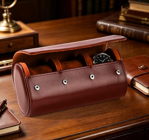 Watch Travel Case Hold 3 PCS Watches Travel Watch Case for Wristwatches & Smart Watches and Watch Travel Case for Men - size: 3 Slot
