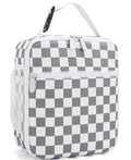 Lunch Box for Women Men Adult Insulated Lunch Bag Women Men Small Reusable Lunchbox for Work Picnic Travel (Gray-White Plaid) - color: Gray-White Plaid