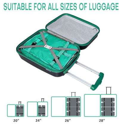 Compressible Packing Cubes Portable Hanging Closet Shelves 17"x12"x24" Extendable Travel Organizer Nylon Packing Bags for Suitcase - color: Green